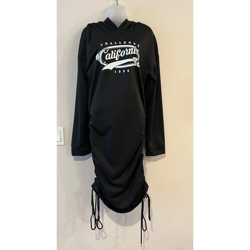 Shein Sweater Dress Women's XXL Black Hooded California NWOT